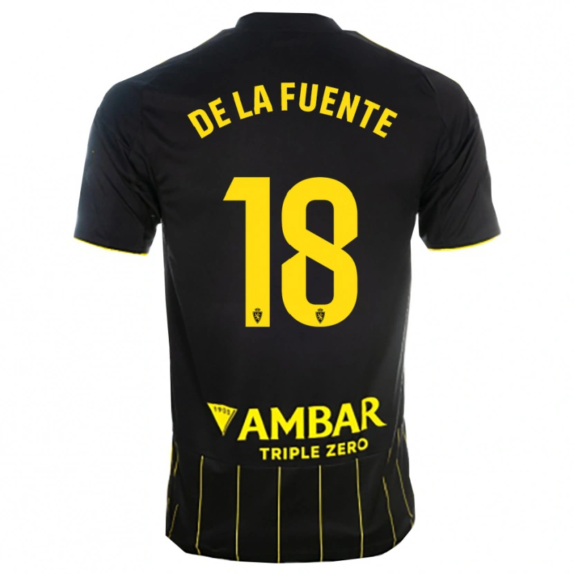 Danxen Femme Maillot Paulino De La Fuente #18 Noir Jaune Tenues Extérieur 2025/26 T-Shirt