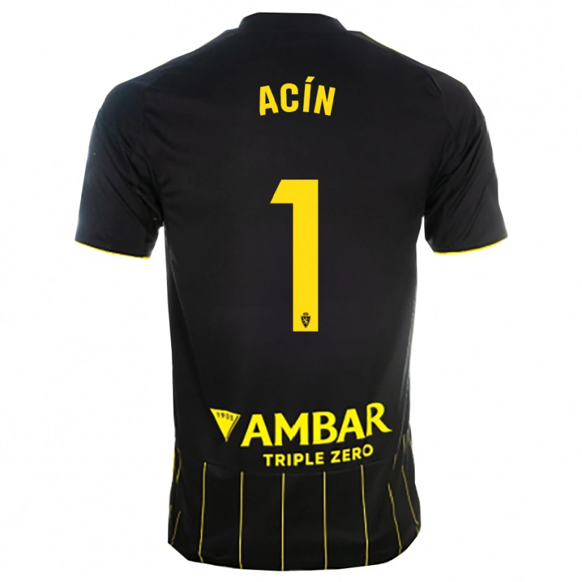 Danxen Femme Maillot Guillermo Acín #1 Noir Jaune Tenues Extérieur 2025/26 T-Shirt