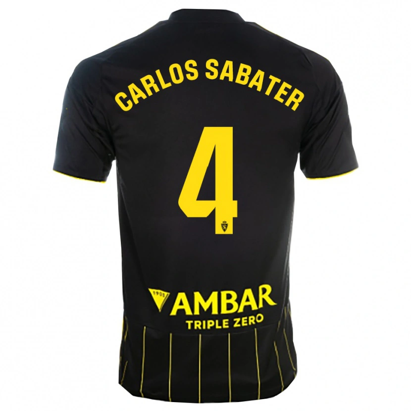 Danxen Femme Maillot Juan Carlos Sabater #4 Noir Jaune Tenues Extérieur 2025/26 T-Shirt
