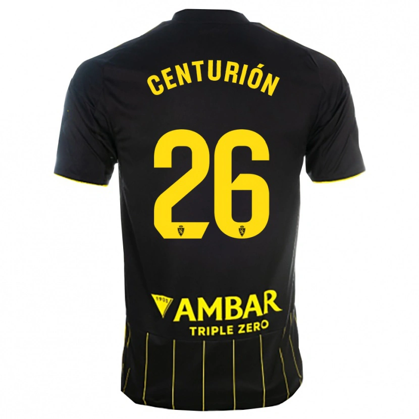 Danxen Femme Maillot Pablo Centurión #26 Noir Jaune Tenues Extérieur 2025/26 T-Shirt