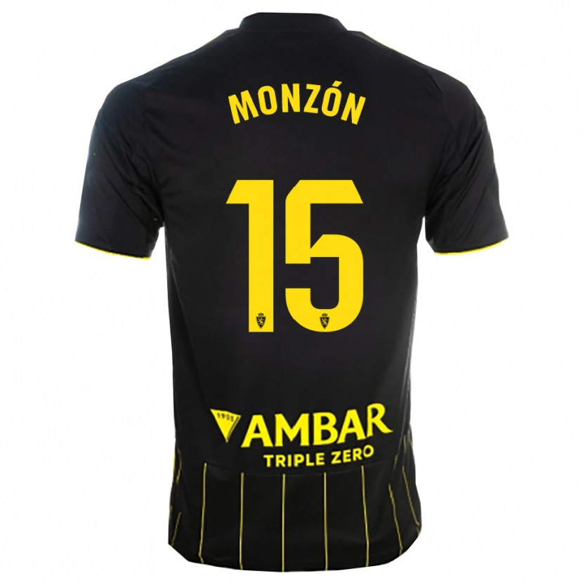 Danxen Femme Maillot Diego Monzón #15 Noir Jaune Tenues Extérieur 2025/26 T-Shirt