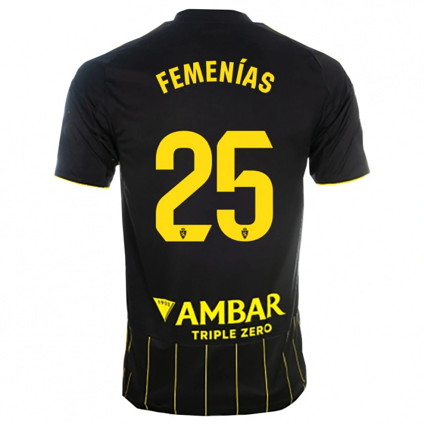 Danxen Femme Maillot Joan Femenías #25 Noir Jaune Tenues Extérieur 2025/26 T-Shirt