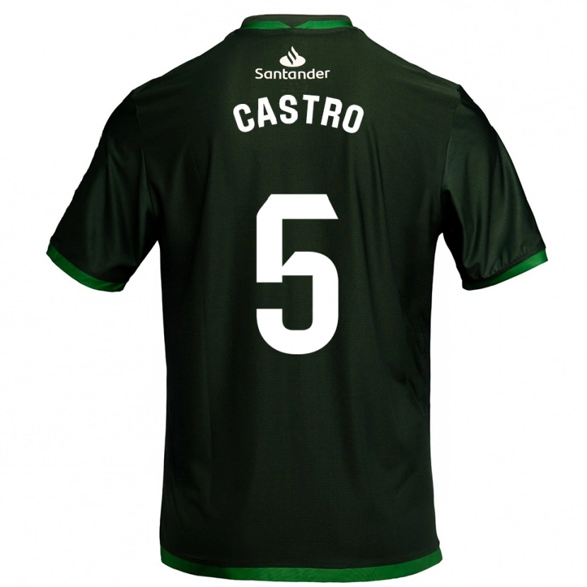 Danxen Femme Maillot Javi Castro #5 Vert Foncé Tenues Extérieur 2025/26 T-Shirt