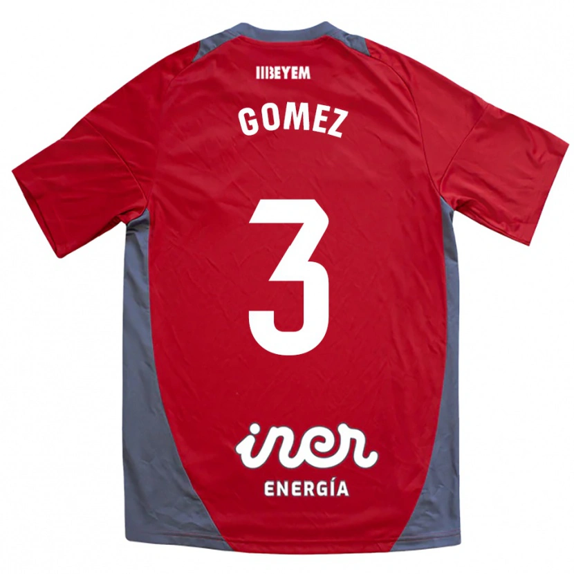 Danxen Femme Maillot Jonathan Gómez #3 Rouge Gris Tenues Extérieur 2025/26 T-Shirt