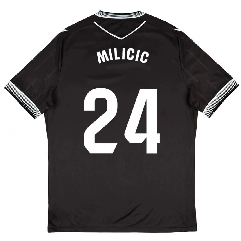Danxen Femme Maillot Nikola Milicic #24 Noir Blanc Tenues Extérieur 2025/26 T-Shirt