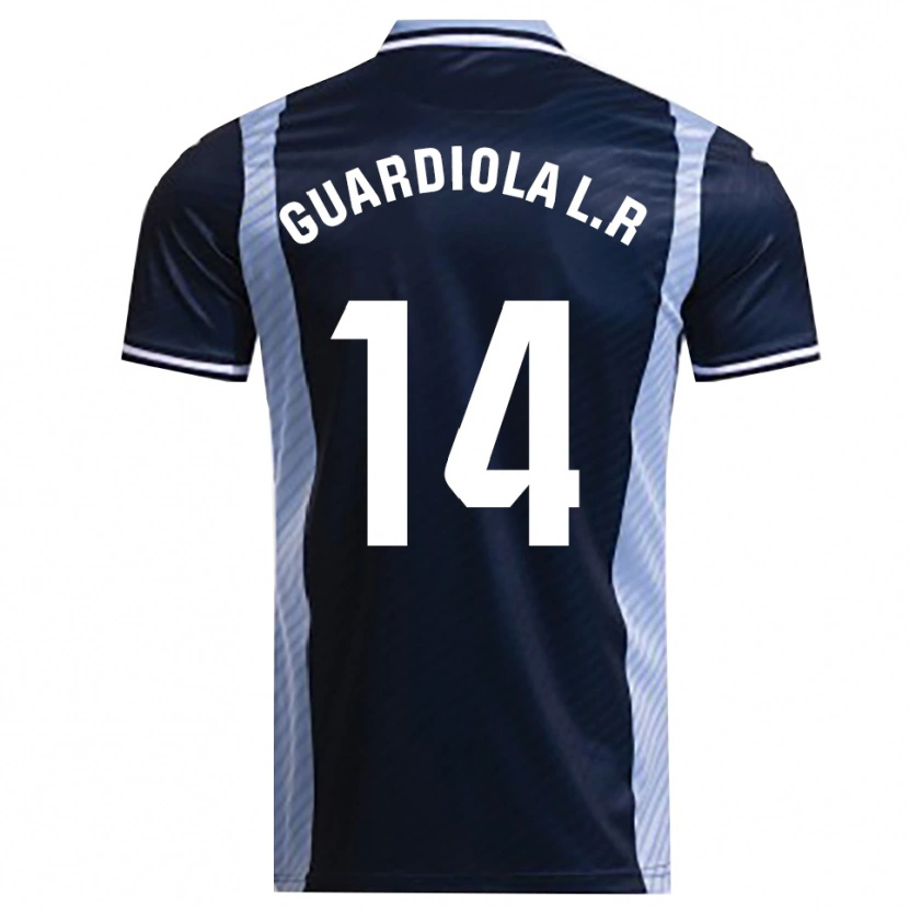 Danxen Femme Maillot Sergi Guardiola #14 Marine Bleu Ciel Tenues Extérieur 2025/26 T-Shirt