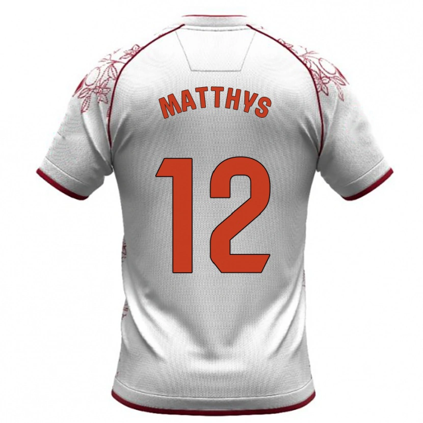 Danxen Femme Maillot Romain Matthys #12 Blanc Bourgogne Tenues Extérieur 2025/26 T-Shirt