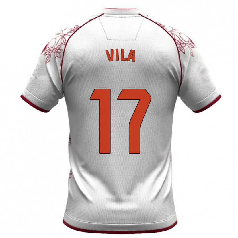 Danxen Femme Maillot Manu Vila #17 Blanc Bourgogne Tenues Extérieur 2025/26 T-Shirt