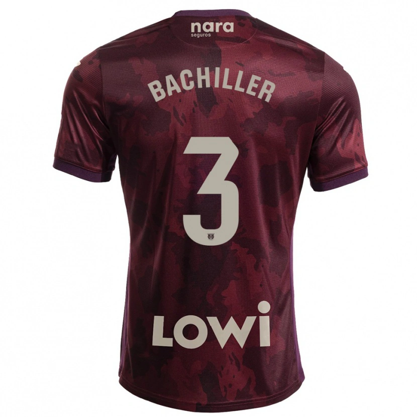 Danxen Femme Maillot Iker Bachiller #3 Bourgogne Blanc Tenues Extérieur 2025/26 T-Shirt