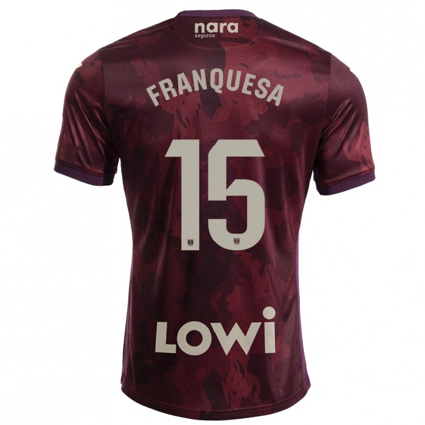 Danxen Femme Maillot Enric Franquesa #15 Bourgogne Blanc Tenues Extérieur 2025/26 T-Shirt