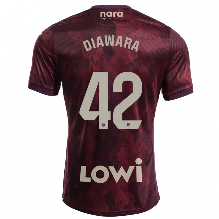 Danxen Femme Maillot Amadou Diawara #42 Bourgogne Blanc Tenues Extérieur 2025/26 T-Shirt