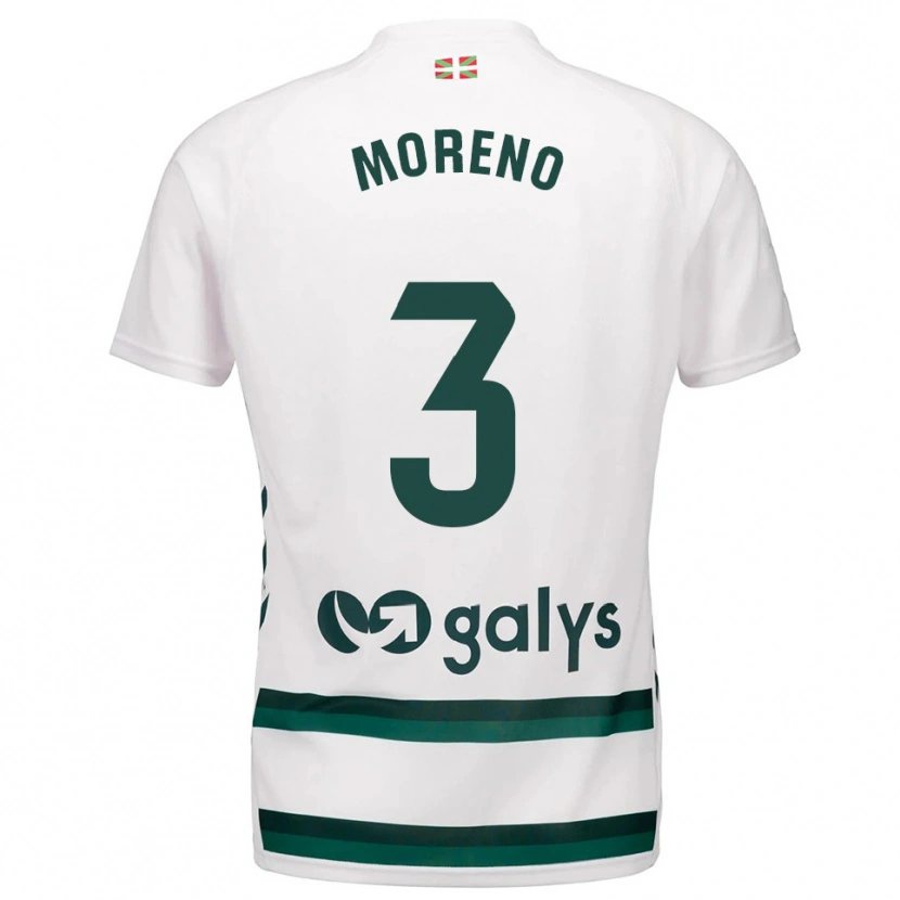 Danxen Femme Maillot Marco Moreno #3 Blanc Vert Tenues Extérieur 2025/26 T-Shirt