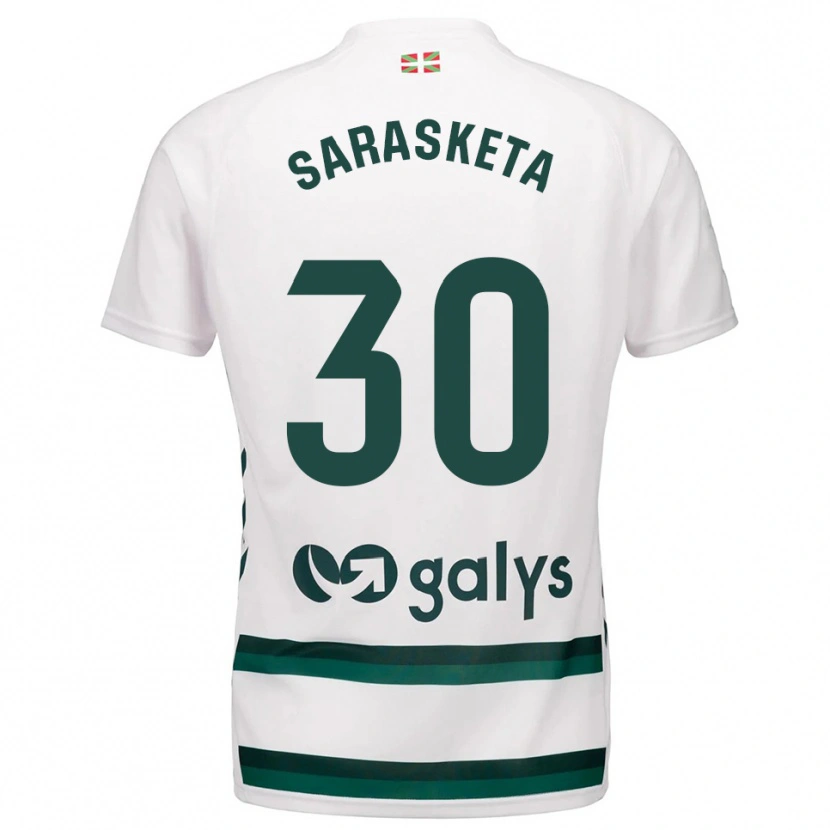 Danxen Femme Maillot Lucas Sarasketa #30 Blanc Vert Tenues Extérieur 2025/26 T-Shirt