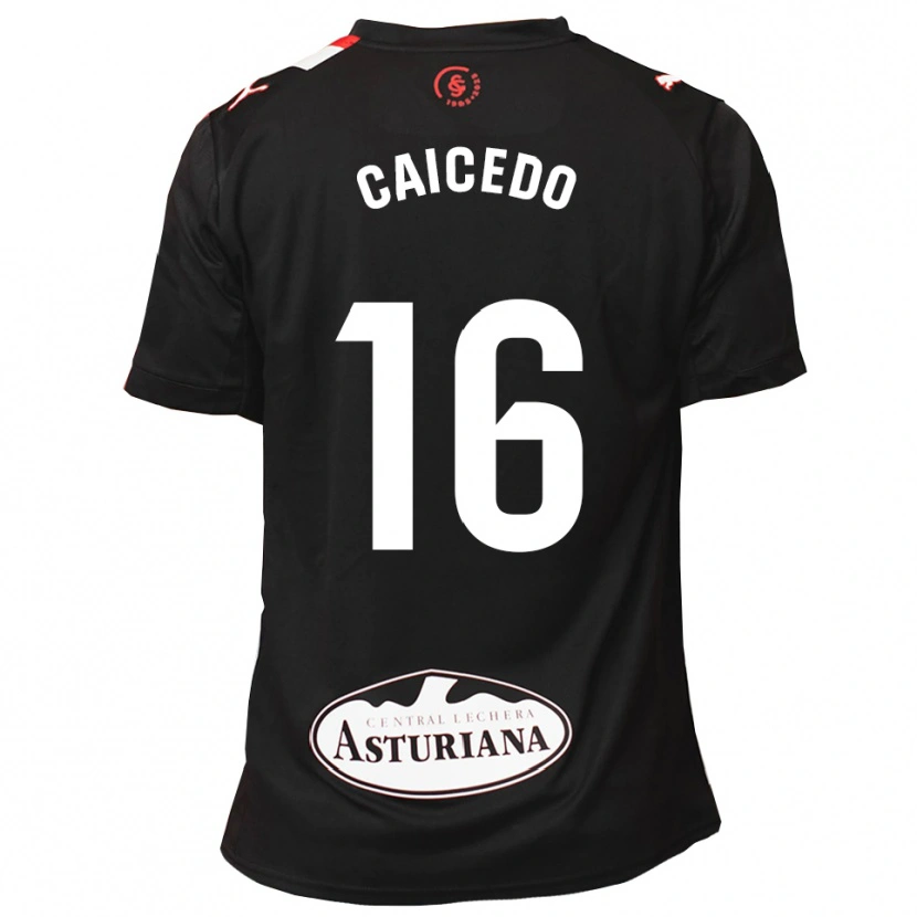 Danxen Femme Maillot Jordy Caicedo #16 Noir Blanc Tenues Extérieur 2025/26 T-Shirt