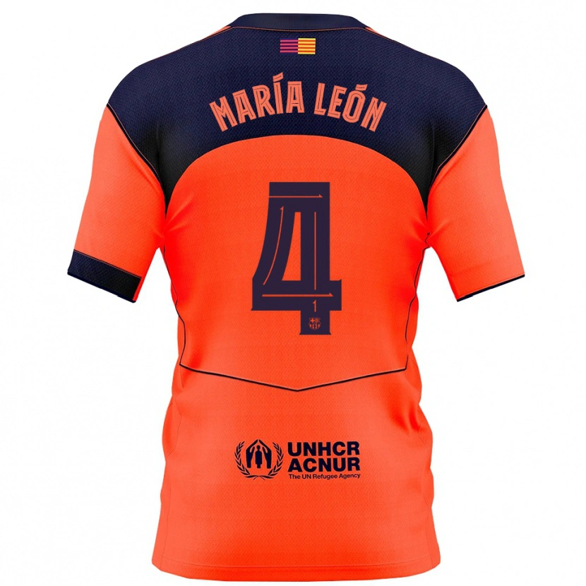 Danxen Femme Maillot María Pilar León #4 Orange Marine Troisieme 2025/26 T-Shirt