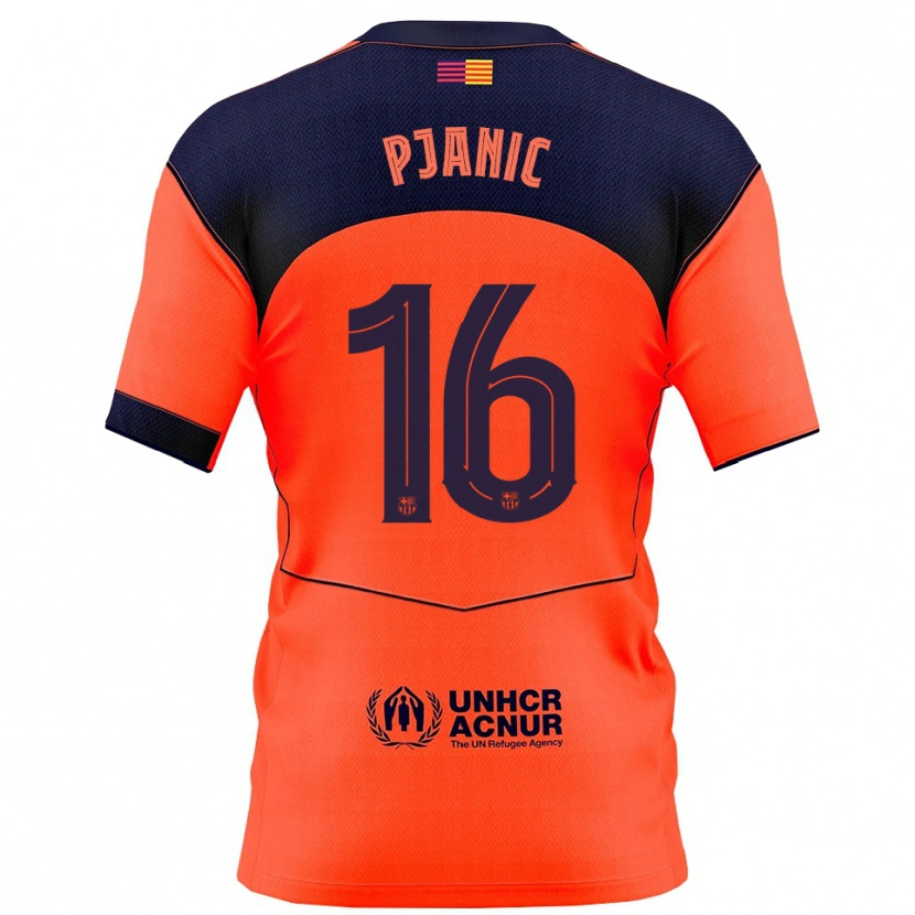 Danxen Femme Maillot Miralem Pjanic #16 Orange Marine Troisieme 2025/26 T-Shirt