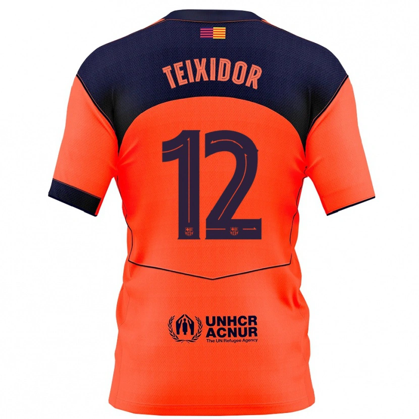 Danxen Femme Maillot Nil Teixidor #12 Orange Marine Troisieme 2025/26 T-Shirt