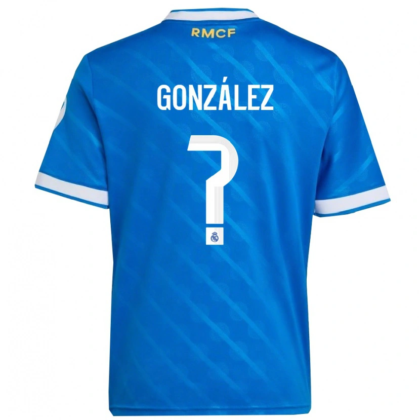 Danxen Femme Maillot Daniel González #0 Bleu Blanc Troisieme 2025/26 T-Shirt