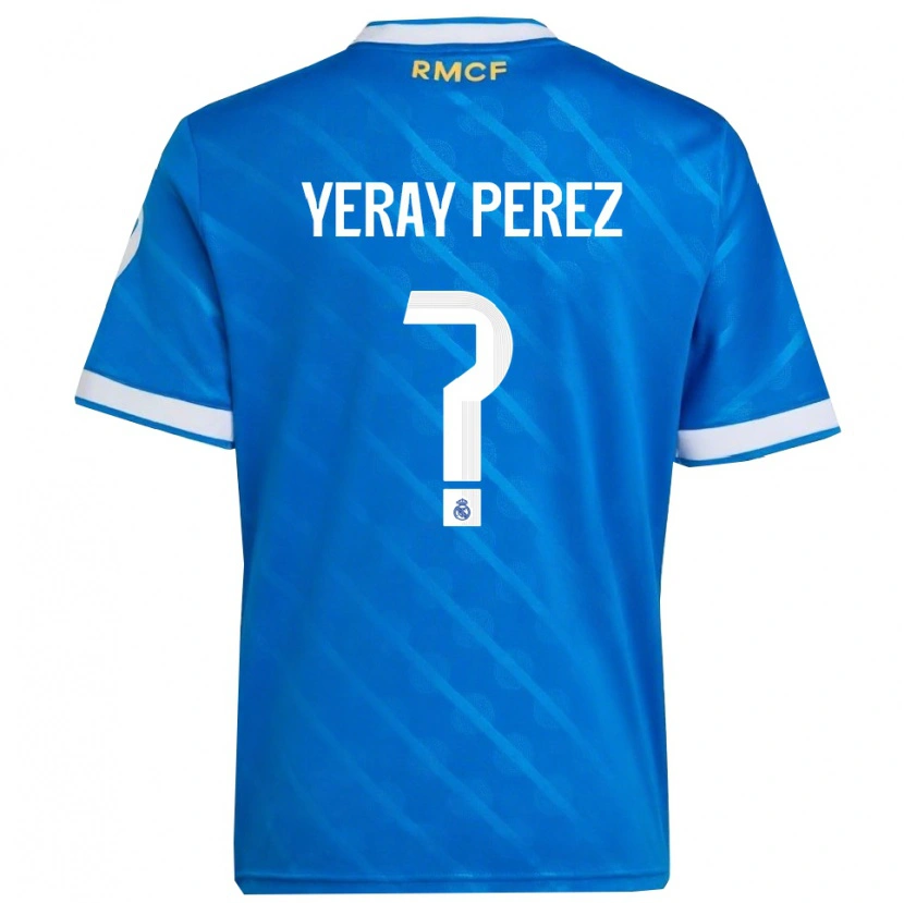 Danxen Femme Maillot Yeray Perez #0 Bleu Blanc Troisieme 2025/26 T-Shirt