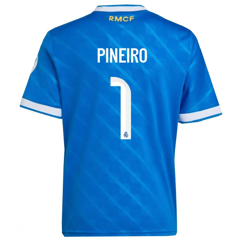 Danxen Femme Maillot Diego Pineiro #1 Bleu Blanc Troisieme 2025/26 T-Shirt