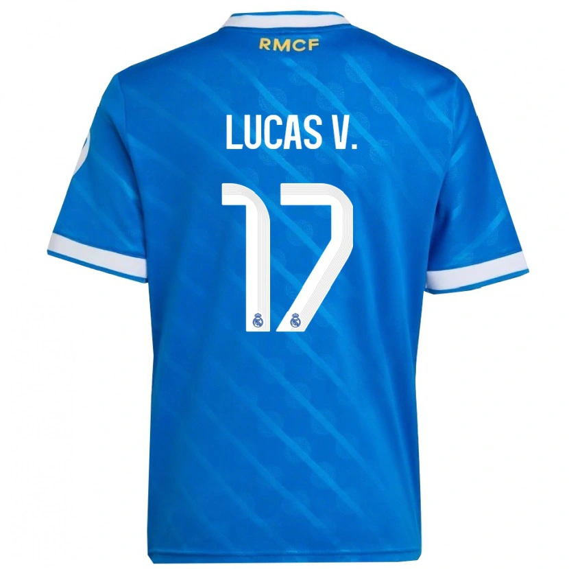 Danxen Femme Maillot Lucas Vazquez #17 Bleu Blanc Troisieme 2025/26 T-Shirt