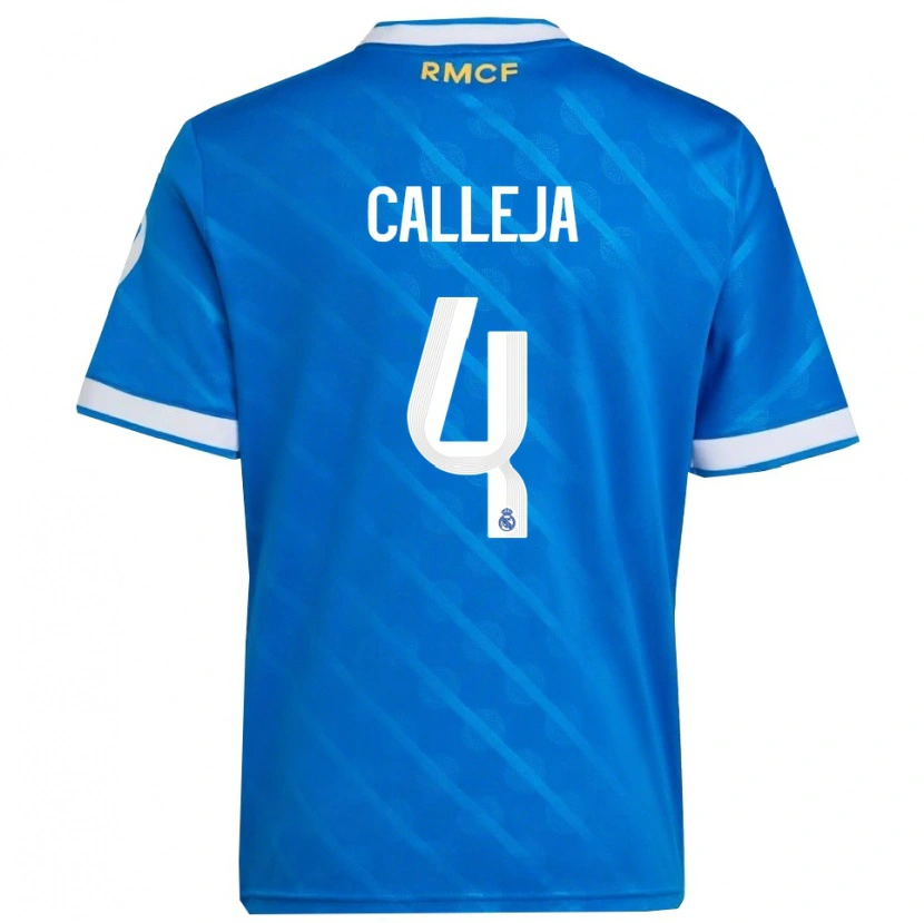 Danxen Femme Maillot Jaime Calleja #4 Bleu Blanc Troisieme 2025/26 T-Shirt