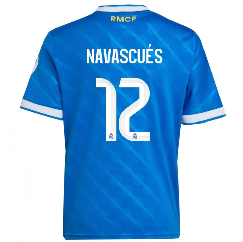Danxen Femme Maillot Liberto Navascués #12 Bleu Blanc Troisieme 2025/26 T-Shirt
