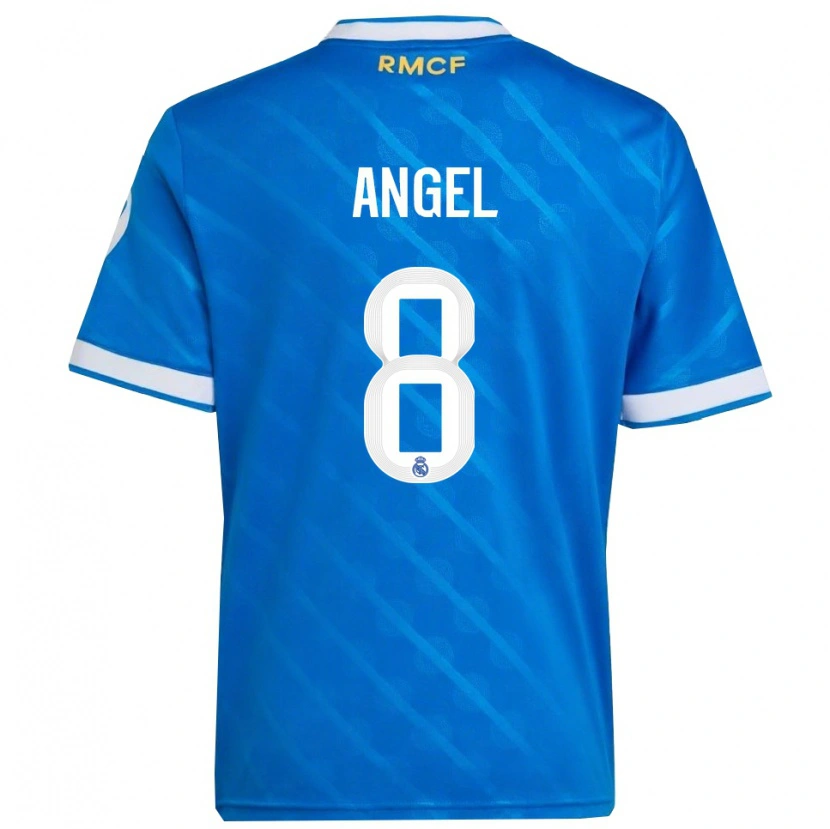 Danxen Femme Maillot Manuel Ángel #8 Bleu Blanc Troisieme 2025/26 T-Shirt