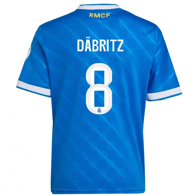 Danxen Femme Maillot Sara Däbritz #8 Bleu Blanc Troisieme 2025/26 T-Shirt