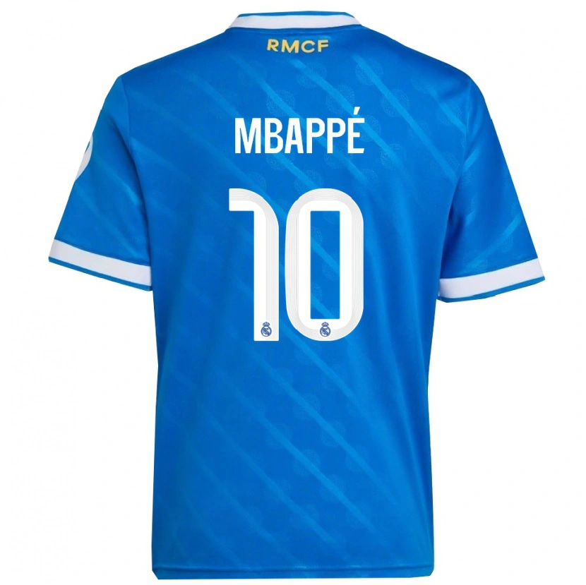 Danxen Femme Maillot Kylian Mbappé #10 Bleu Blanc Troisieme 2025/26 T-Shirt