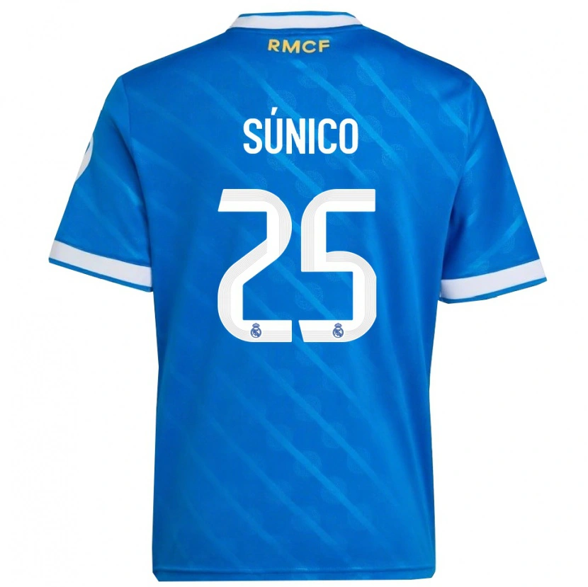Danxen Femme Maillot Guille Súnico #25 Bleu Blanc Troisieme 2025/26 T-Shirt