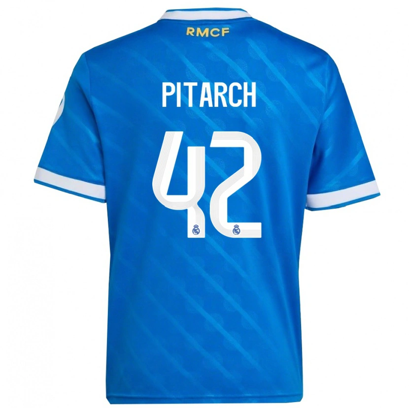 Danxen Femme Maillot Thiago Pitarch #42 Bleu Blanc Troisieme 2025/26 T-Shirt
