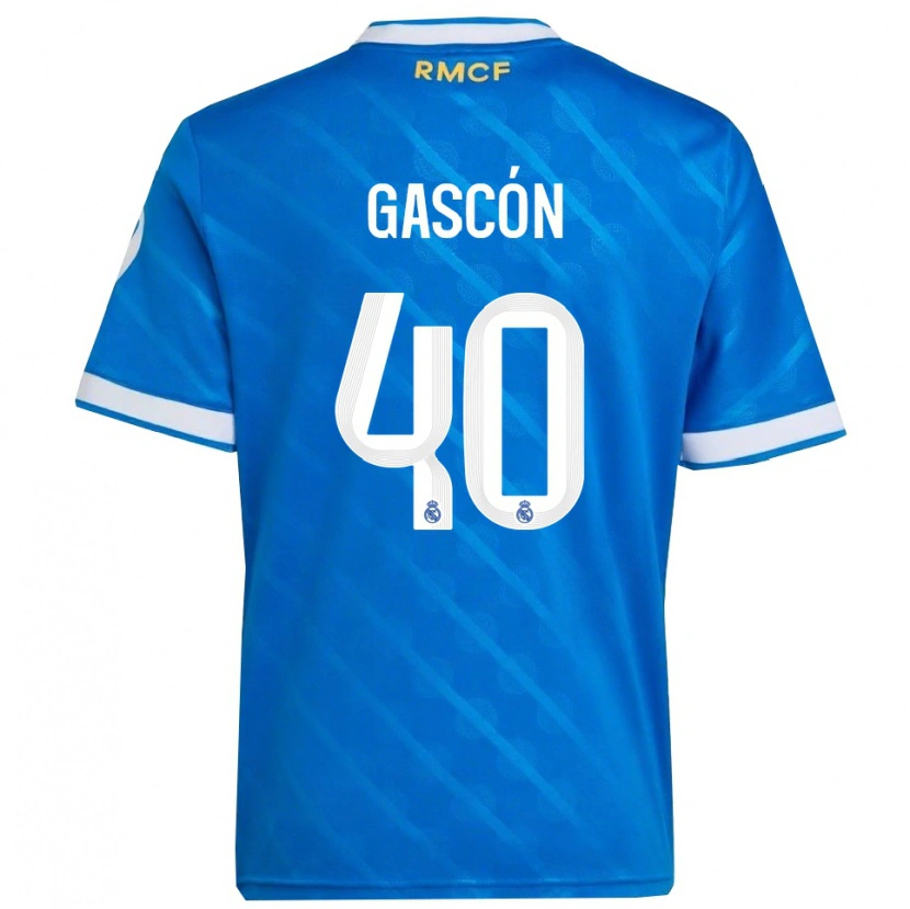 Danxen Femme Maillot Ignacio Gascón #40 Bleu Blanc Troisieme 2025/26 T-Shirt