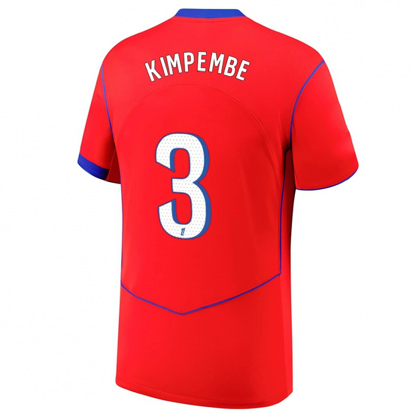 Danxen Femme Maillot Presnel Kimpembe #3 Rouge Bleu Blanc Troisieme 2025/26 T-Shirt