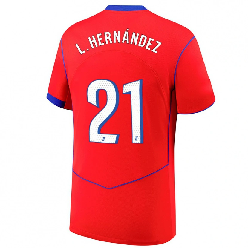 Danxen Femme Maillot Lucas Hernández #21 Rouge Bleu Blanc Troisieme 2025/26 T-Shirt