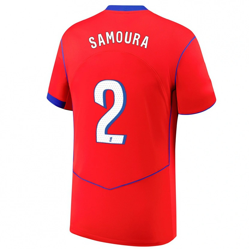 Danxen Femme Maillot Thiniba Samoura #2 Rouge Bleu Blanc Troisieme 2025/26 T-Shirt
