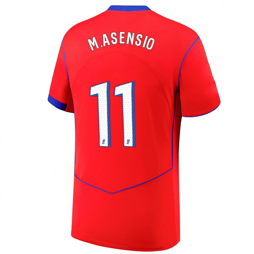 Danxen Femme Maillot Marco Asensio #11 Rouge Bleu Blanc Troisieme 2025/26 T-Shirt
