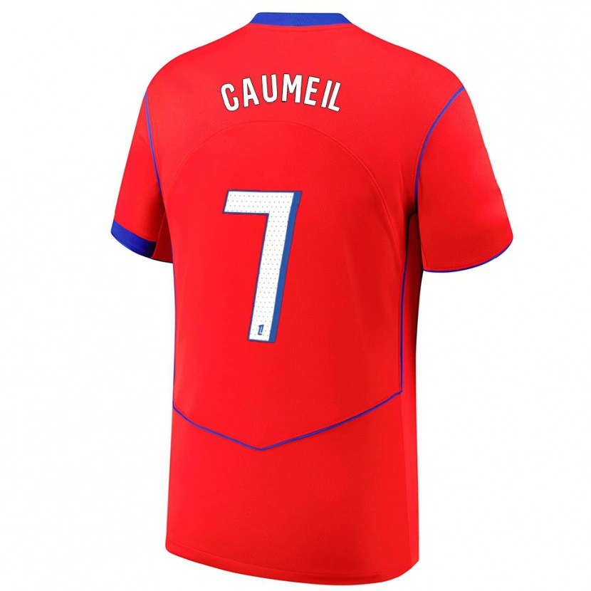 Danxen Femme Maillot Paul Caumeil #7 Rouge Bleu Blanc Troisieme 2025/26 T-Shirt