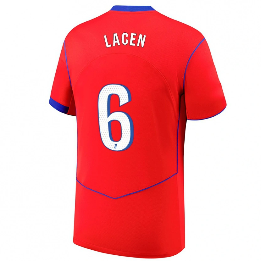 Danxen Femme Maillot Michaël Lacen #6 Rouge Bleu Blanc Troisieme 2025/26 T-Shirt
