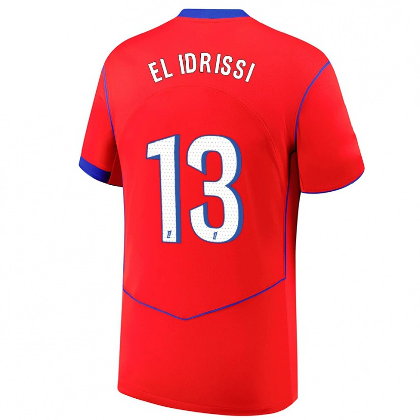 Danxen Femme Maillot Mohamed-Amine El Idrissi #13 Rouge Bleu Blanc Troisieme 2025/26 T-Shirt