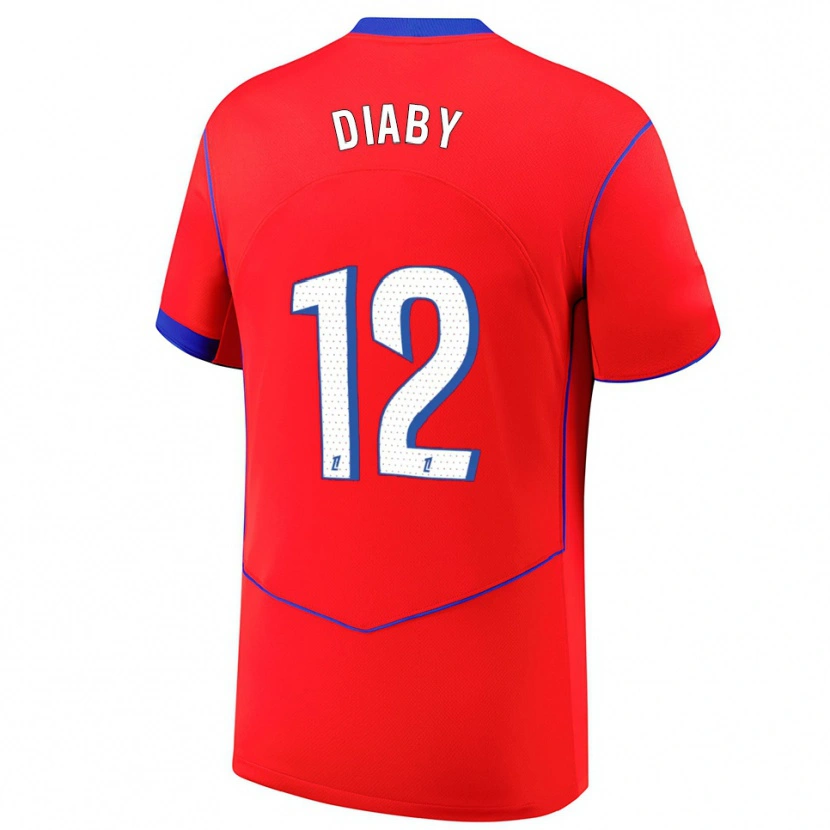 Danxen Femme Maillot Ibrahima Diaby #12 Rouge Bleu Blanc Troisieme 2025/26 T-Shirt