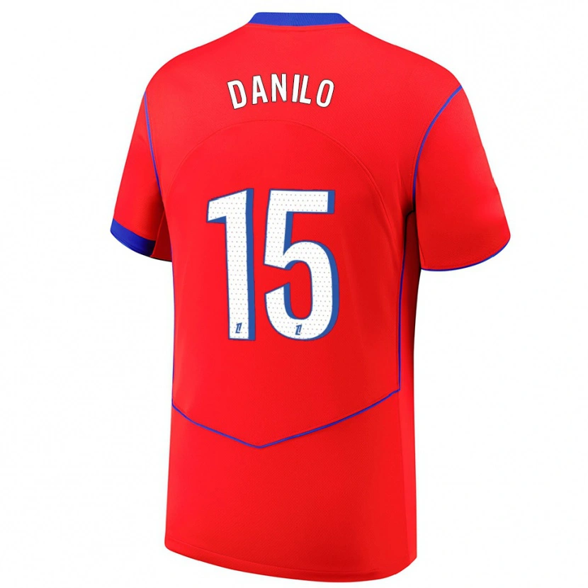 Danxen Femme Maillot Danilo Pereira #15 Rouge Bleu Blanc Troisieme 2025/26 T-Shirt