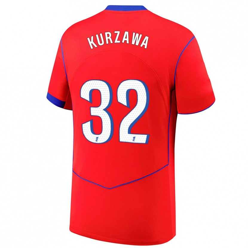 Danxen Femme Maillot Layvin Kurzawa #32 Rouge Bleu Blanc Troisieme 2025/26 T-Shirt