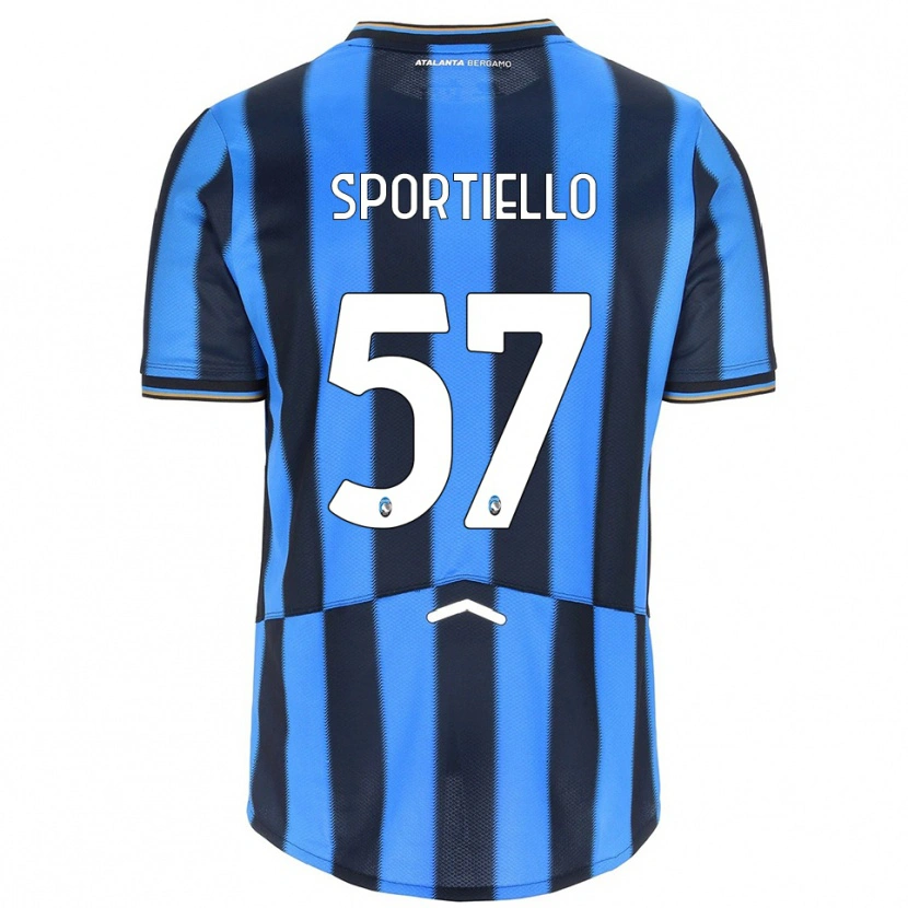 Danxen Enfant Maillot Marco Sportiello #57 Bleu Ciel Noir Tenues Domicile 2025/26 T-Shirt