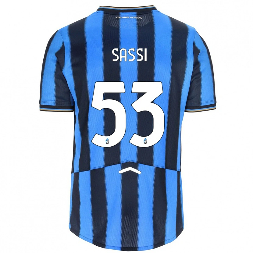 Danxen Enfant Maillot Jacopo Sassi #53 Bleu Ciel Noir Tenues Domicile 2025/26 T-Shirt