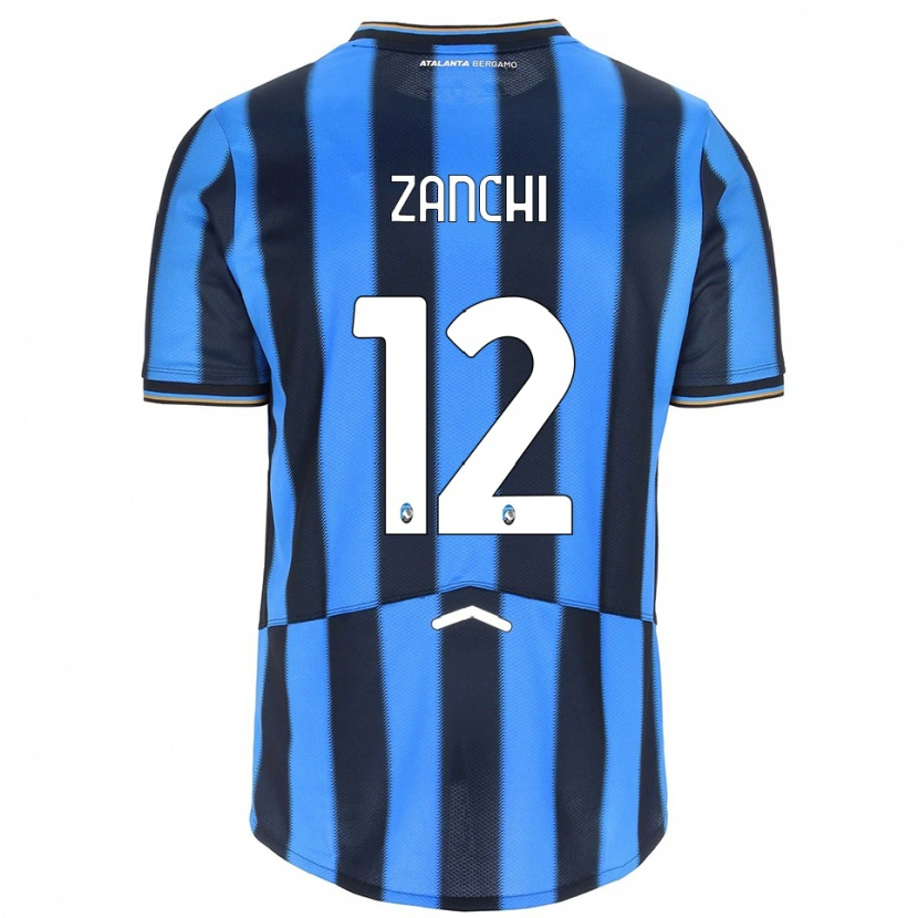 Danxen Enfant Maillot Edoardo Zanchi #12 Bleu Ciel Noir Tenues Domicile 2025/26 T-Shirt