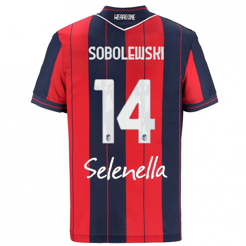 Danxen Enfant Maillot Konrad Sobolewski #14 Rouge Marine Tenues Domicile 2025/26 T-Shirt