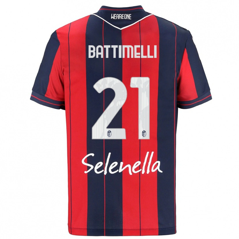 Danxen Enfant Maillot Giuseppe Battimelli #21 Rouge Marine Tenues Domicile 2025/26 T-Shirt
