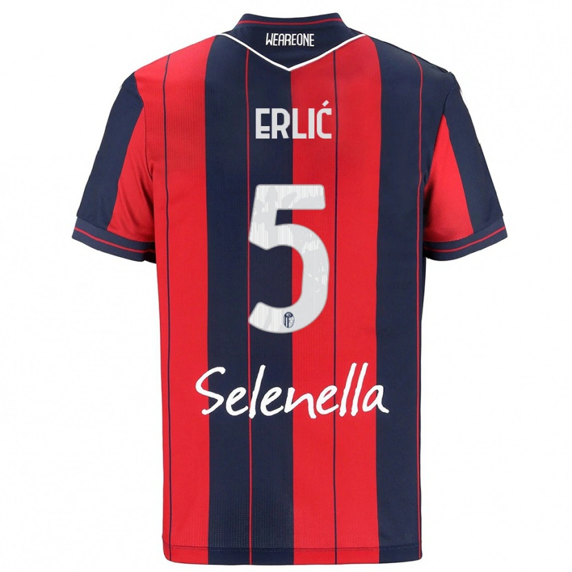 Danxen Enfant Maillot Martin Erlić #5 Rouge Marine Tenues Domicile 2025/26 T-Shirt