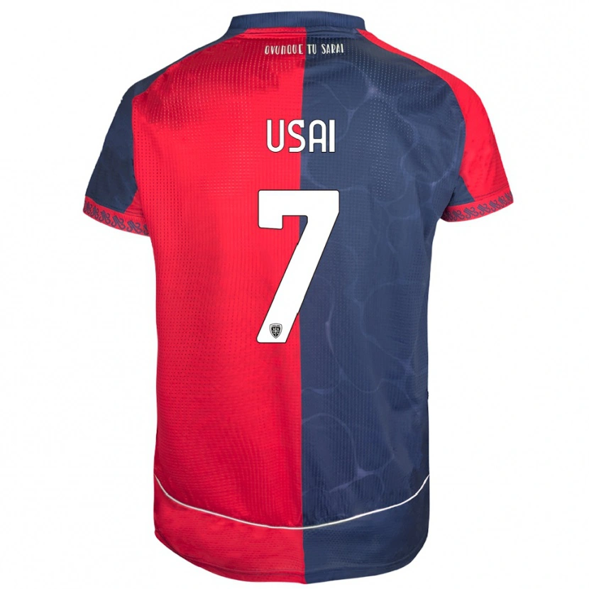 Danxen Enfant Maillot Carlo Usai #7 Rouge Marine Tenues Domicile 2025/26 T-Shirt